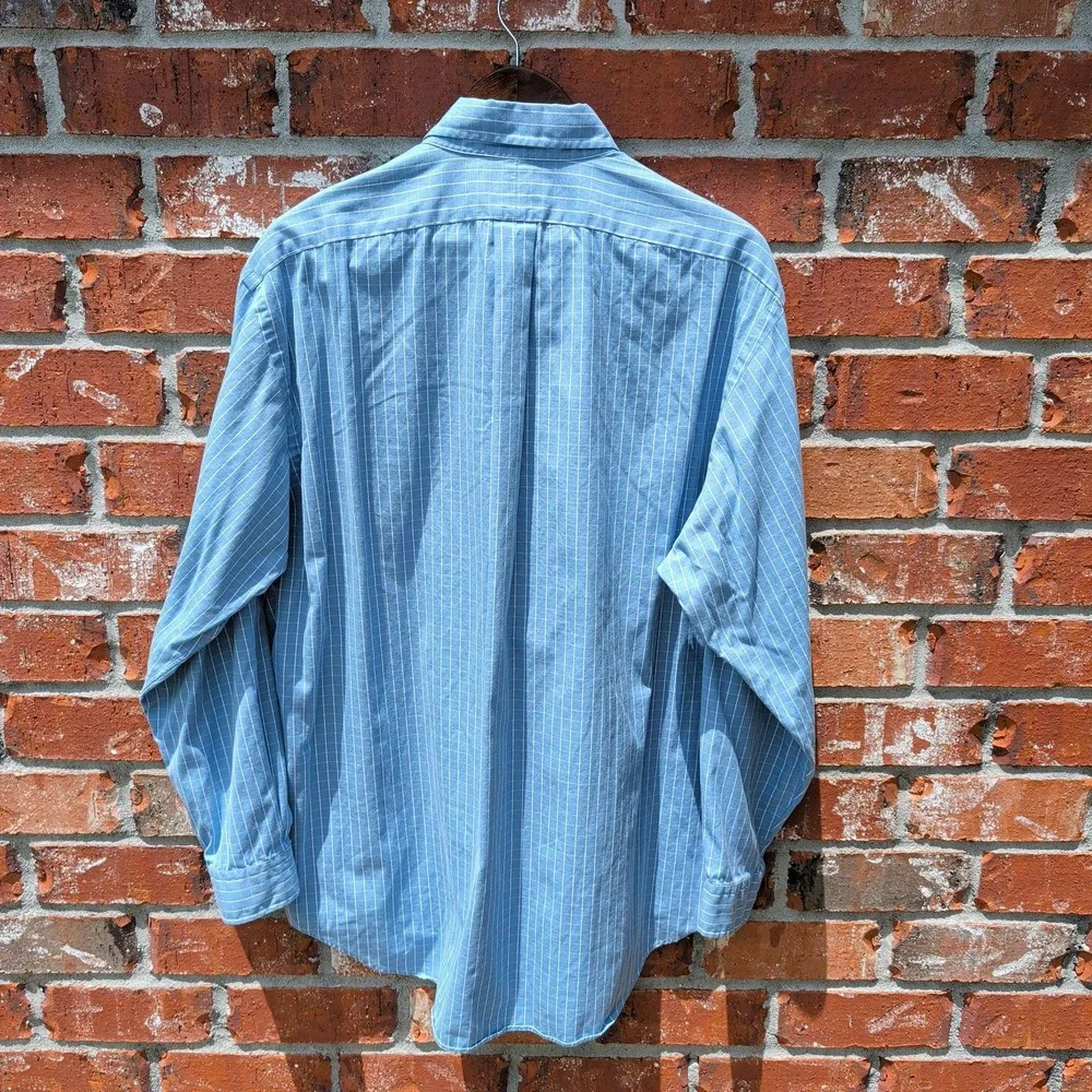 Ralph Lauren Button Down Mens 17 34/35 Blue Yarmouth Pinpoint Oxford Check Shirt